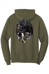 Walking Bear (Front/Back) Fleece Pullover Hooded Sweatshirt